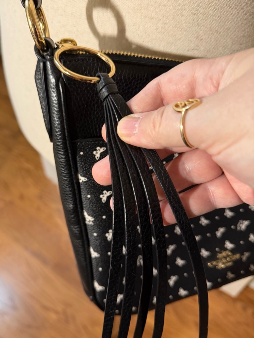 Coach Black Crossbody with Ivory Butterfly Print - Picture 6 of 14